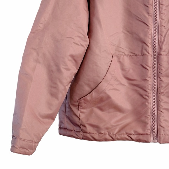 Fabletics Cher Polar Fleece Reversible Coat Black Mauve  Jacket Hooded Medium - Picture 9 of 15